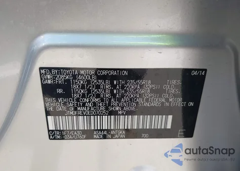 2014 Toyota Rav4 Limited from USA, damaged, VIN JTMDFREV0ED070252